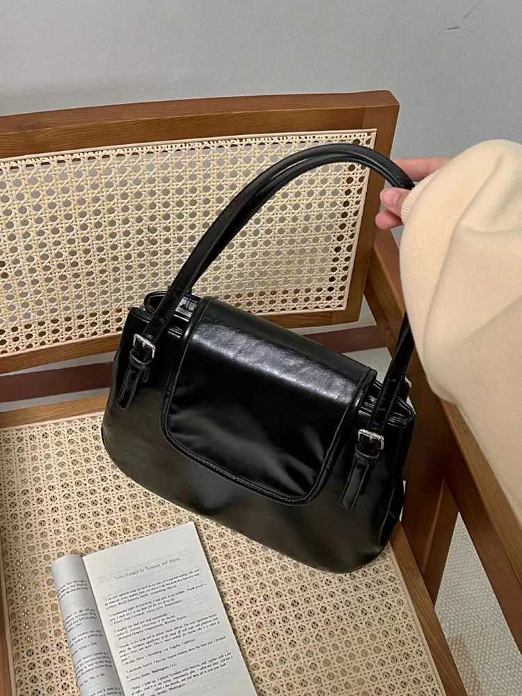 Vintage Cmuter Large Capaci Oil Waxed Leather Underarm Tote Bag For Wen Spring New Simple Solid Color One Shoder Handbag Z250318