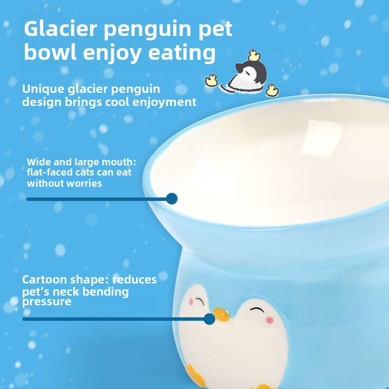 Slant-Design Anti Spill Cat & Dog Bowl Neck Support, Durable Ceramic Material