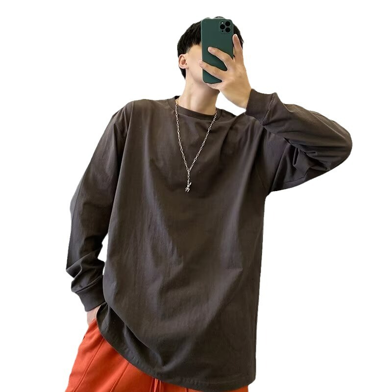 CH02223 New solid color sweatshirt white loose long-sleeved T-shirt men's casual trend