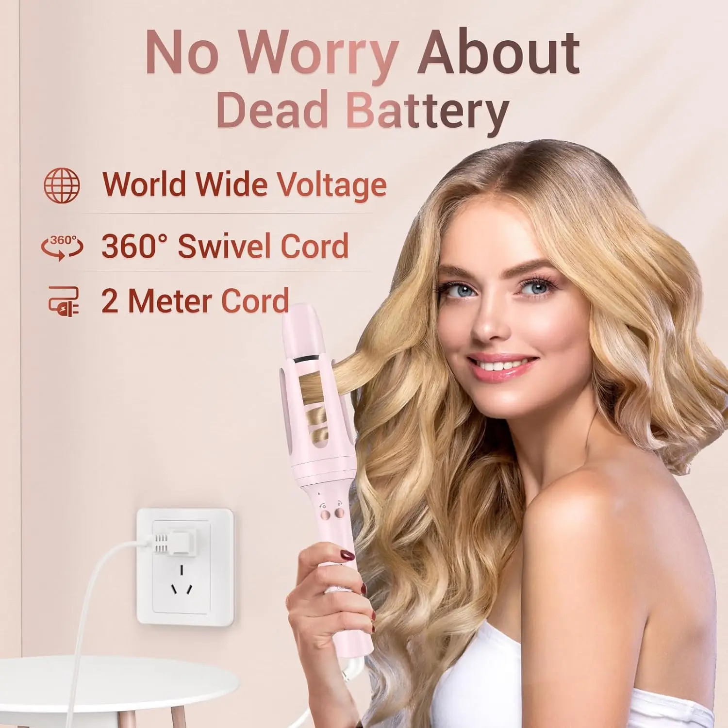 OPE PRO Automatic Curling Iron Hair Curler Replaceable Curling Wand with 2 Sizes Barrel 1 1.25 3 Temps Hair Waver 250214