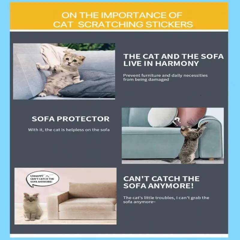 Cat Scratch Deterrent Protectors From Cats Transparent Self-Adhesive Pet Training Tape for Sofa Furniture Sticker
