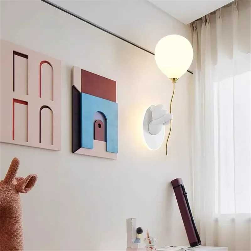 Creative Bear Wall Light Cartoon Balloon Light For Childrens Room Study Bedside Macaron Wall Lamp Artistic Decor Ambiance Lamp Z250220