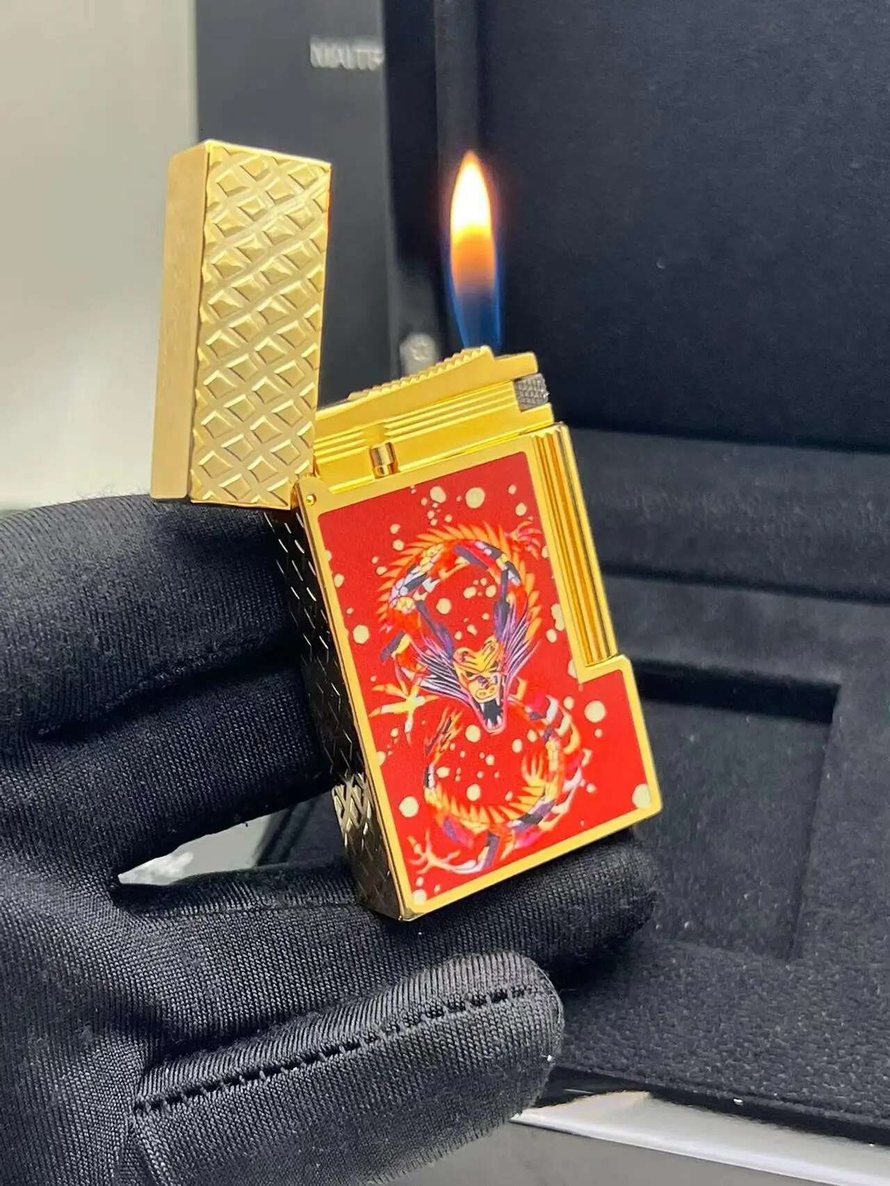 ST Dupont Classic Brass Gas Bright Sound Grinding Wheel Ignition Outdoor Iatable Lighter Smoking Accessories Gift Box