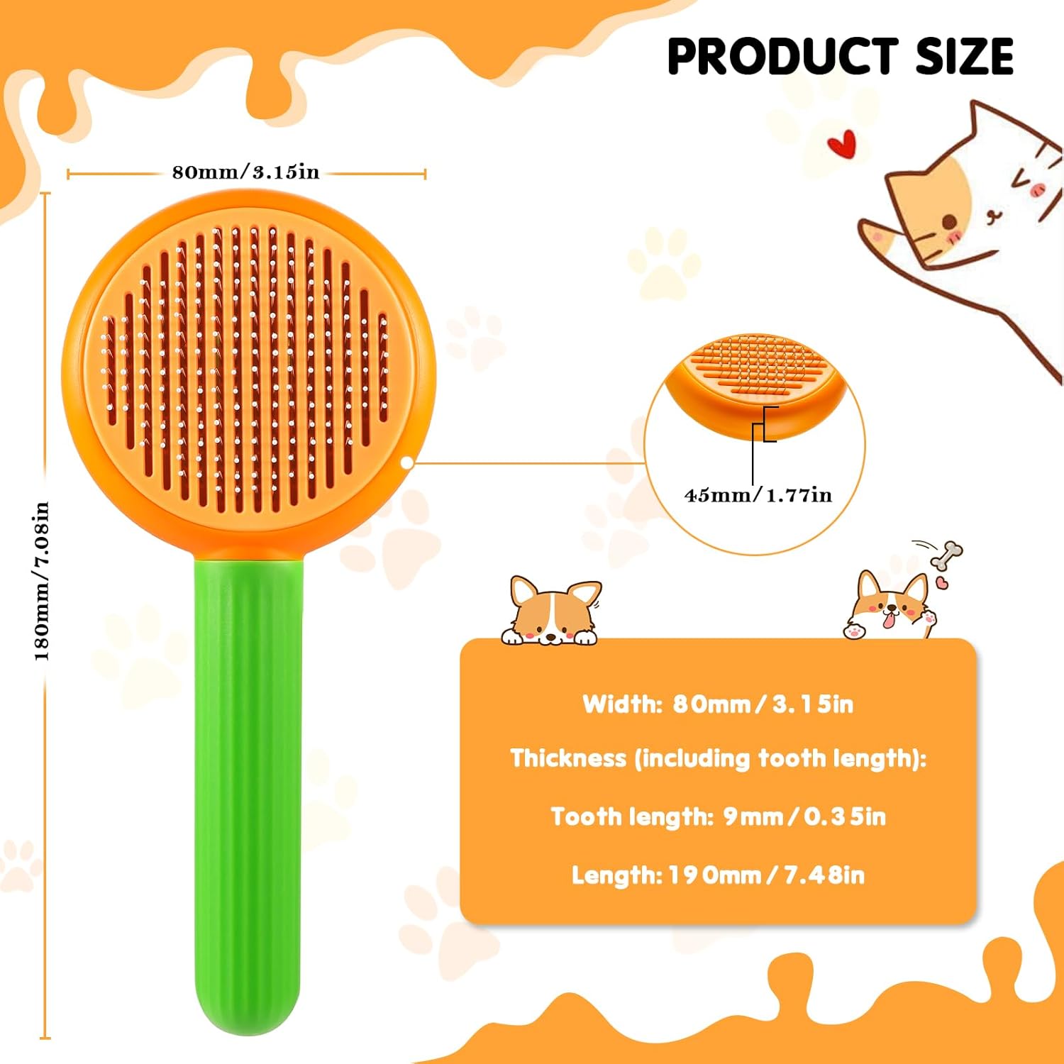 Durable Animal Grooming Kit: Loosely Attached Dog/Cat Shedding Brush