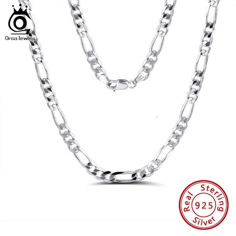 ORSA JEWELS Italian 18K Gold Plated 5.0mm Figaro Chain Necklace 925 Sterling Silver Men Necklaces Chains Fine Jewelry Gifts SC34
