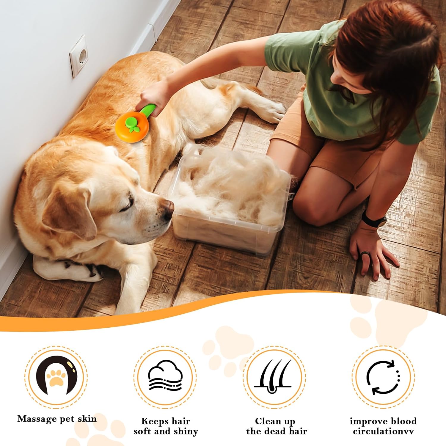 New pet brush Cat brush with release button, dog brush, pet hair removal brush, deep cleaning pet brush to remove loose hair