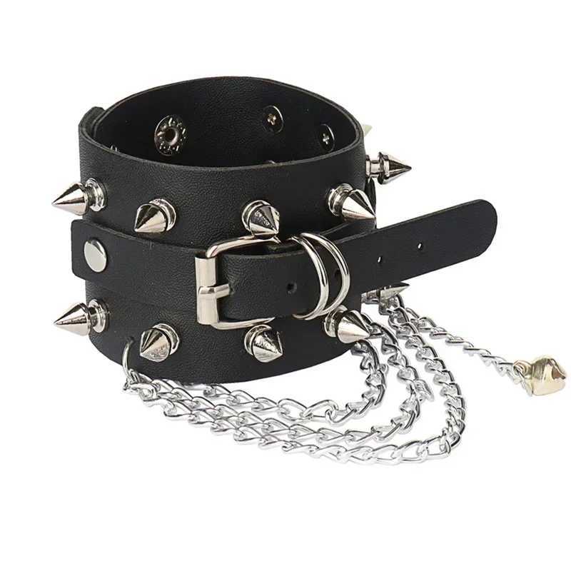 Punk Hip Hop Rock PU Leather Bracelet Unisex Trendy Chain Skull Pentagram Rivet Bracelet Party Jewelry Accessories W250221