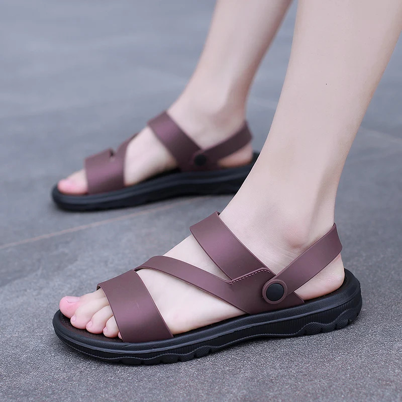 Summer Outdoor Casual Sandals for Men PU Leather Non-slip Breathable Roman Shoes Beach Flip-Flop Garden Shoes 250221