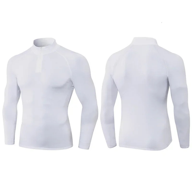 Mens Compression Sports Shirts Fitness Tight Long Sleeve Running Training Jogging Gym Sportswear Quick DryHalf Zipper Tops 250219