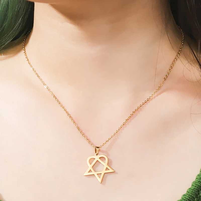 Classic Simple Personty Heartagram Star Heart Stainl Steel Pendant Necklace Mens Womens Fashion Star Of David Necklace W250221