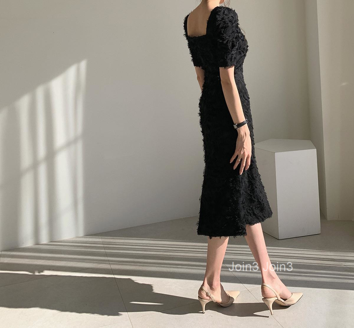 Feather tassel dress for women in summer light and mature French style square neck Hepburn small black dress
