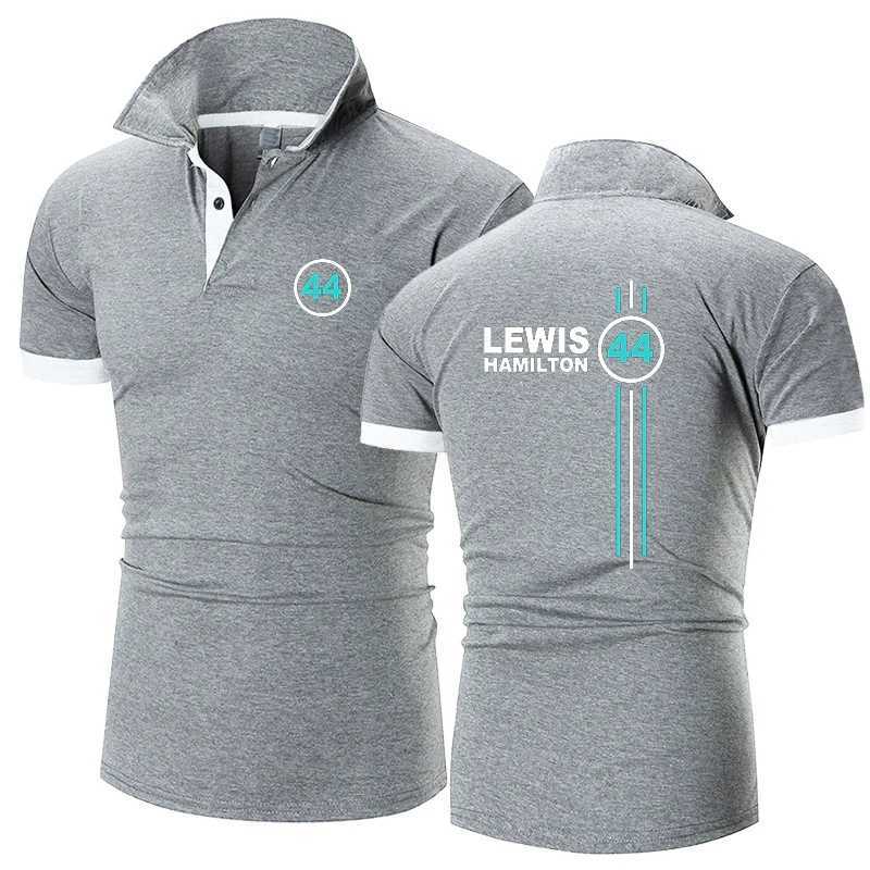 Men's Polos F1 driver Lewis Hamiltons Digital 44 polo shirt summer short sleeved high-quality price compared to the shirt paradigm daily button t