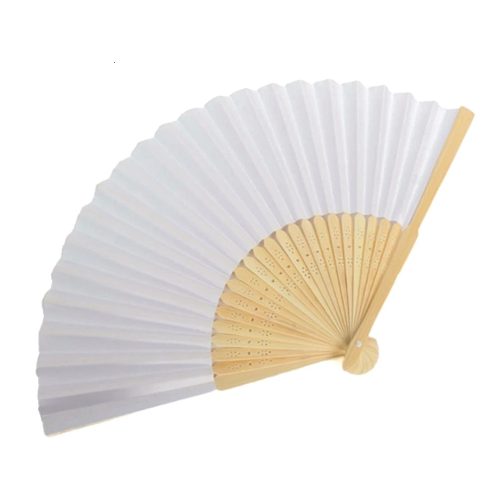 50PCS-1 DIY Paper Bamboo Folding Fan Calligraphy and Painting Practice for Adults and ren Blank White Folding Fan Wedding Gift 250218