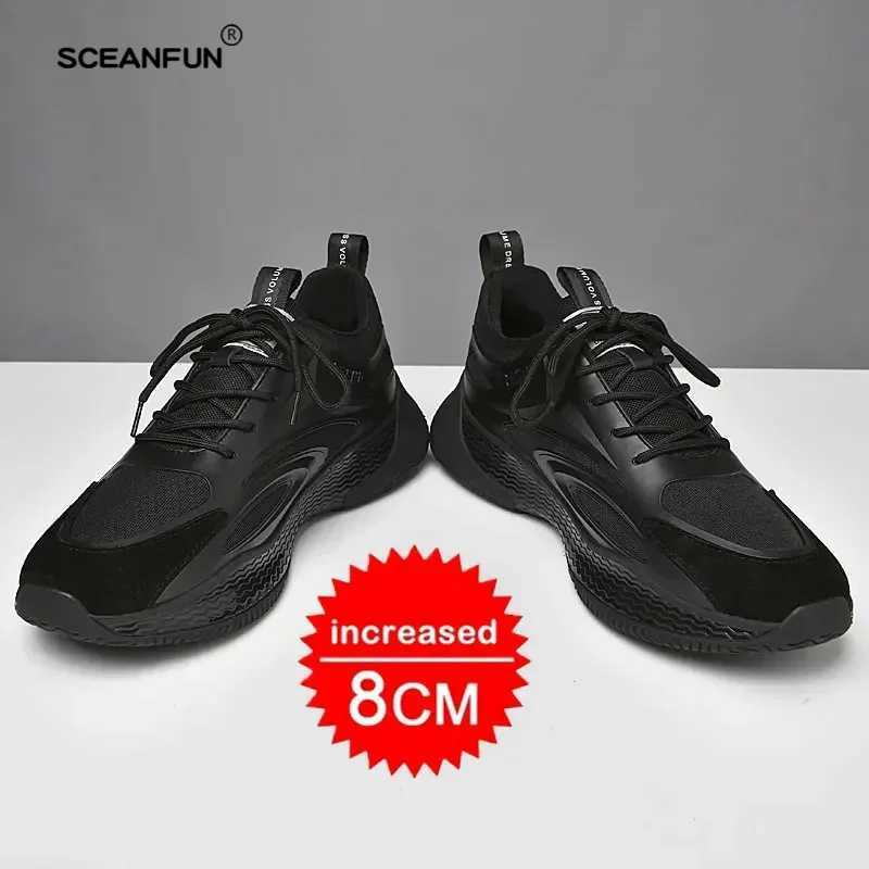 Men casual sneakers elevator breathable mesh heightening shoes for Man NEW top 8cm hidden h height increased designer Z250224