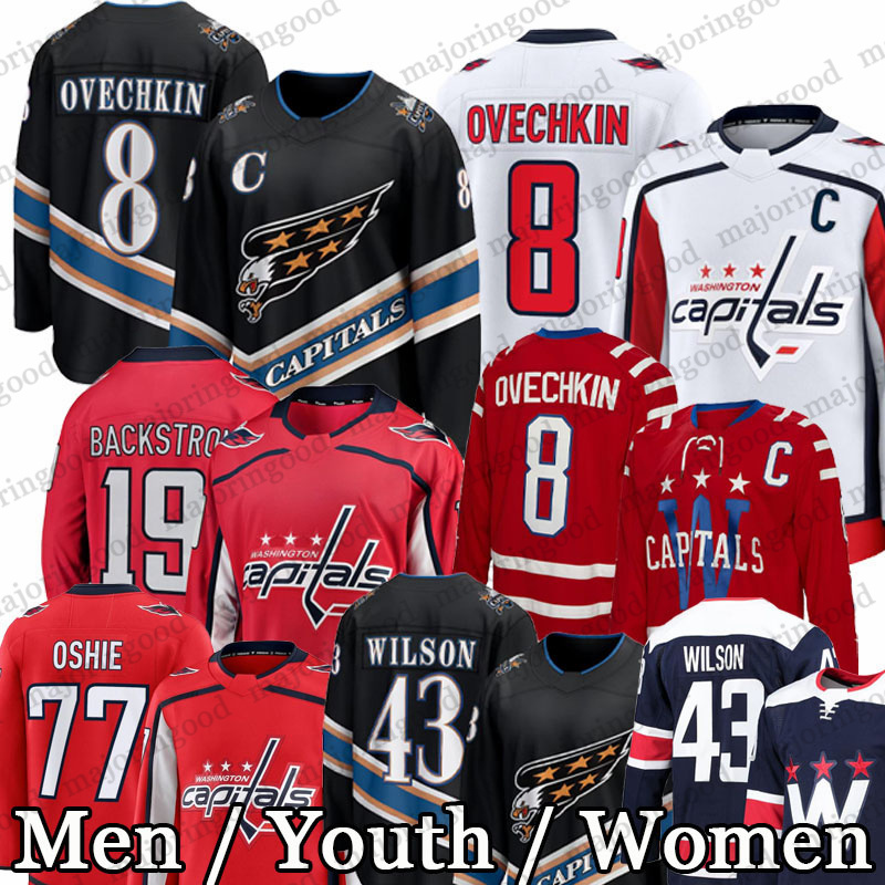 8 Alexander Ovechkin capitalS hockey jersey 77 T.J. Oshie Nicklas Backstrom John Carlson Joel Edmundson Max Pacioretty Charlie Lindgren jerseys