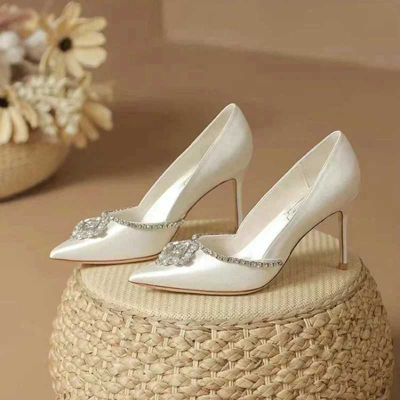 Elegant wedding shoes bridal shoes white Rhine high heels bridal pumpXJ250221