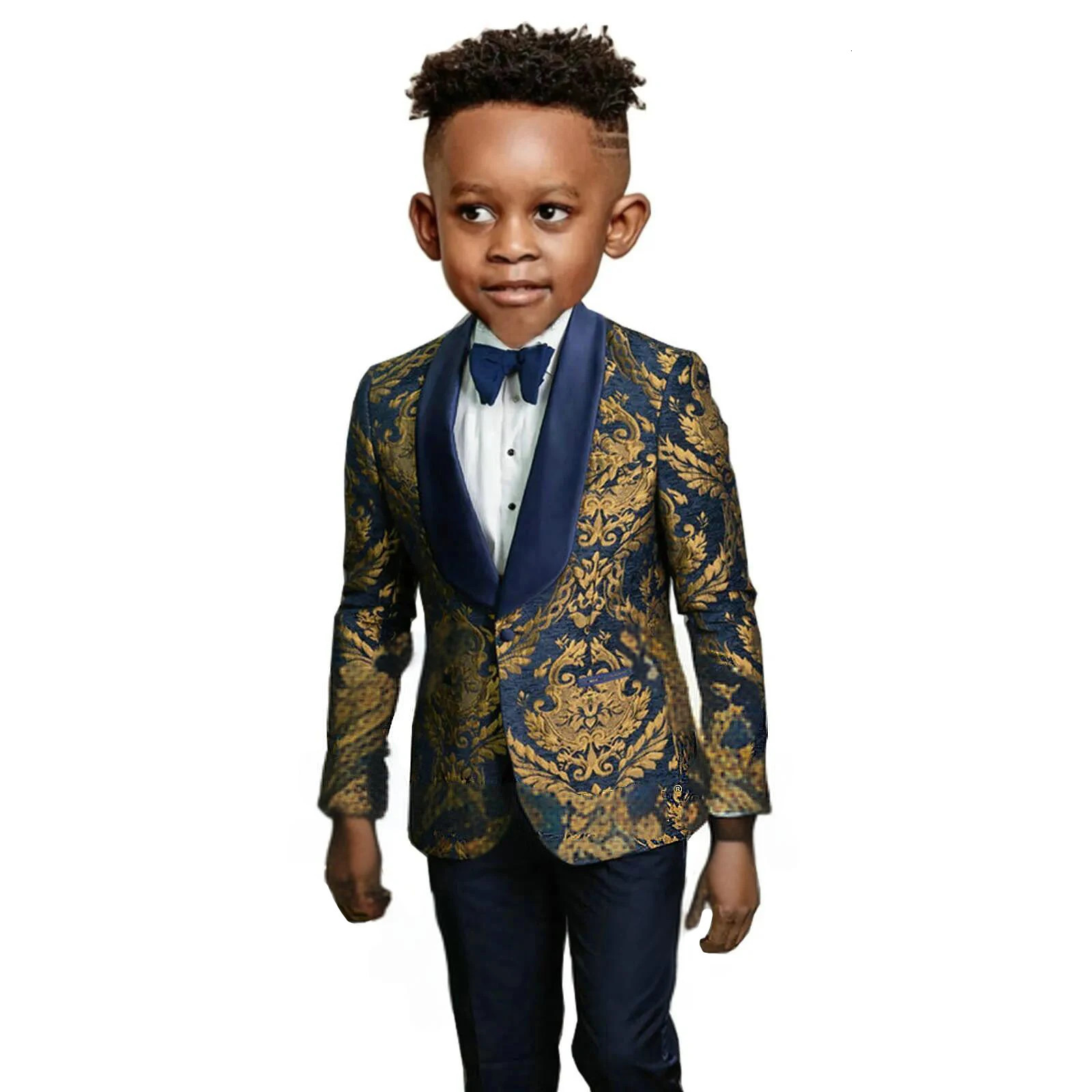 24H Ship Floral Suit Set For Kids 3 Pieces Formal Boys Suit Set Formal Wedding Ring Bearer Child Tuxedo Performance Tuxedo 250221