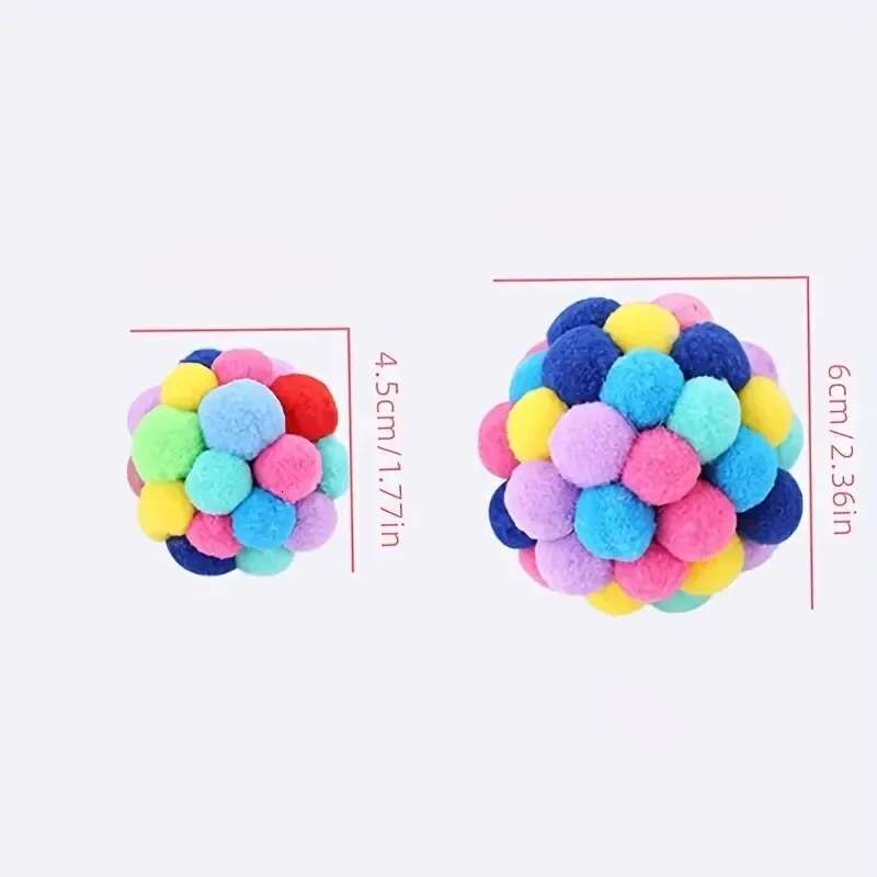 3PCS Toys Plush Toy Pet Elastic Bell Self Hi Playing Cat Colorful Woolen Ball