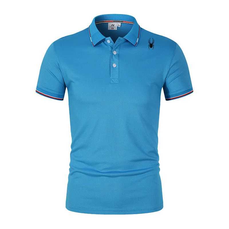 Men's Polos Mens Short-sleeved Polo Shirt Solid Color Polo Neck T-shirt Slim-fit top Korean Spring Summer Fashion Printed Polo Shirt. z250222