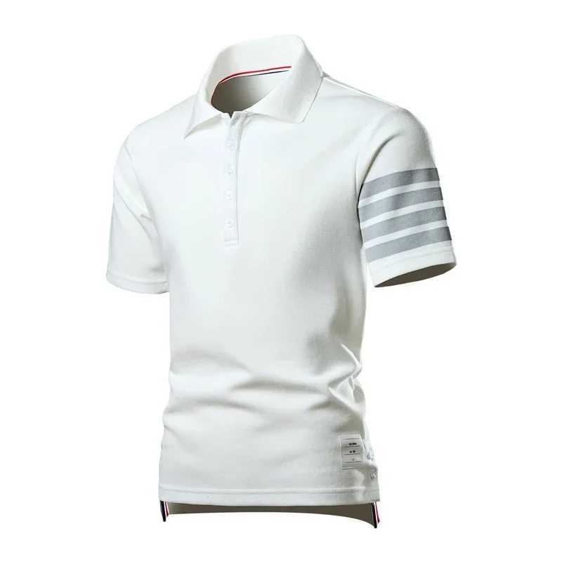 Men's Polos Mens Polo Shirt 2024 Summer New Light and Thin Solid Color Casual Elastic Slim Short Sleeve T-shirt Oversized Size Men Clothing z2502