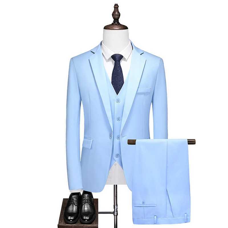 Luxury 3 piece Men Suits Single-Breasted Suits Jacket Formal Dress Men Suit Set Wedding Suits Groom Tuxedos (Jacket+Pants+Vest)XJ250222