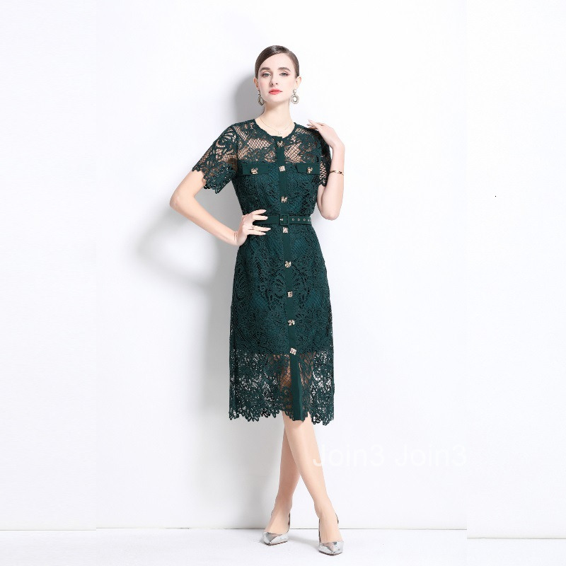 Spring and Summer Fashion Show New Style Embroidered Long Skirt Elegant temperament Single breasted Dress
