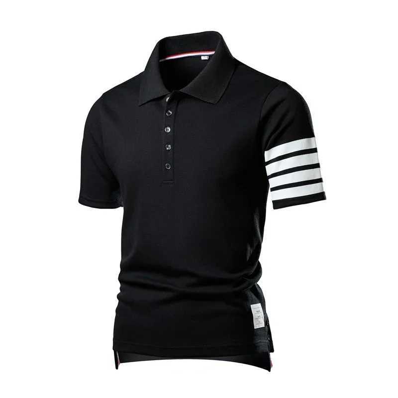 Men's Polos Mens Polo Shirt 2024 Summer New Light and Thin Solid Color Casual Elastic Slim Short Sleeve T-shirt Oversized Size Men Clothing z2502
