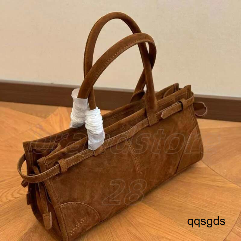 Suede Leather Shoulder Tote Bag for Women - High-end Designer Soft Handbag