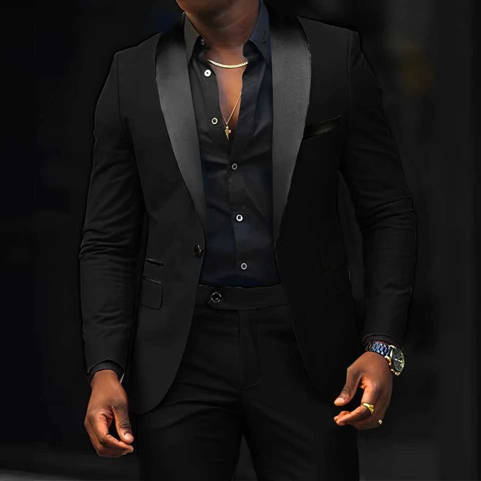 Mens slim-fit Suit 2-piece Wedding Groom Tuxedo Shawl collar Jacket Straight pants Suit for Male XS-5XLXJ250222