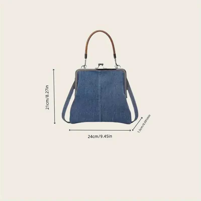 2025S Designer Women Denim Handbag with Kiss Lock Clasp Vintage Coin Crossbody Purses Bag for Lady Outdoor Portable Wedding BagsC250222 Shoulder cross