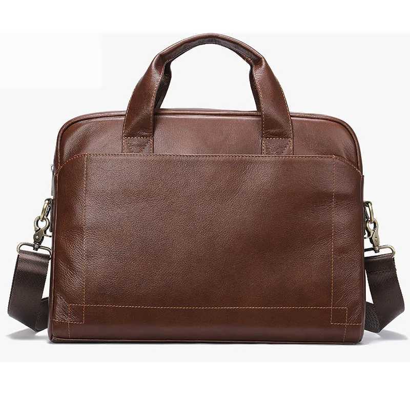 Luufan Soft Mens Business Briefcase Genuine Leather 14 Laptop Handbag Male A4 Document Shoulder Message Computer Bag Work Tote Z250220