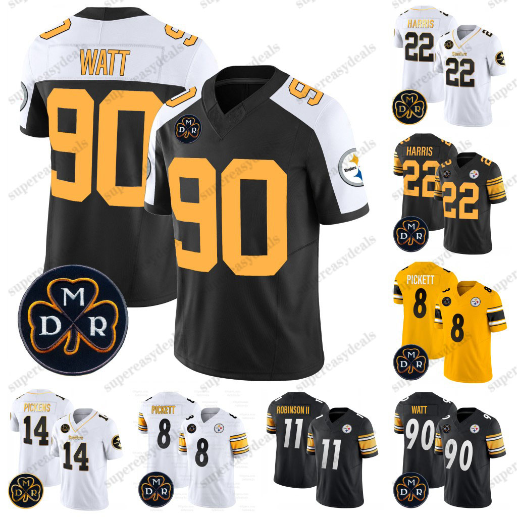 2 Justin Fields Patrick Queen Steeler Football Jersey Watt George Pickens Joey Porter Jr Franco Najee Harris Troy Polamalu Fitzpatrick Freiermuth Custom