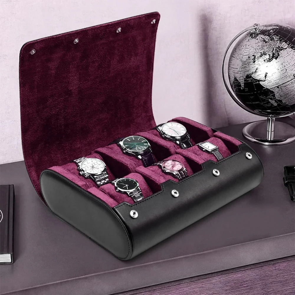 Watch Travel Case - for Men - for Women - Watch Roll Travel Case Organizer Display - Watch Case - 6 Slots Watch Box Organizer250214