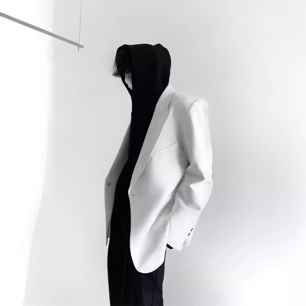 G222Trendy Men's Loose Draping Casual Suit Coat with Korean Flair