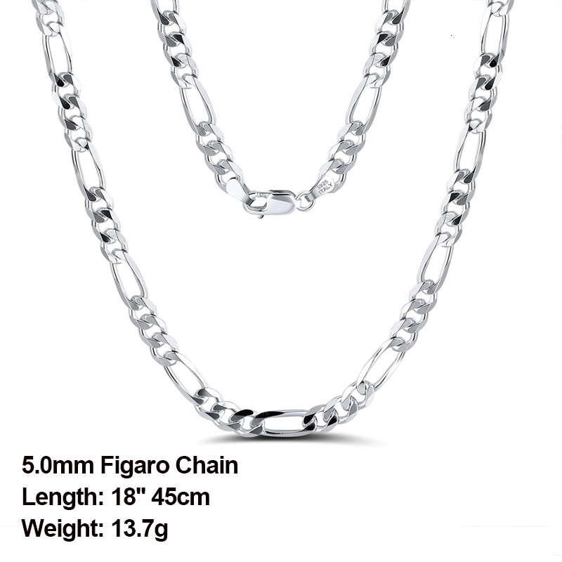 ORSA JEWELS Italian 18K Gold Plated 5.0mm Figaro Chain Necklace 925 Sterling Silver Men Necklaces Chains Fine Jewelry Gifts SC34
