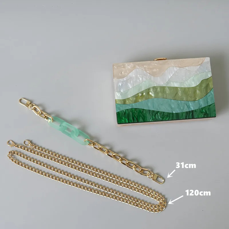 Trendy Bags Fashion Women Handbags Green Beige Striped Acrylic Party Evening Bag Woman Casual Cute Box Clutch Purse 250221