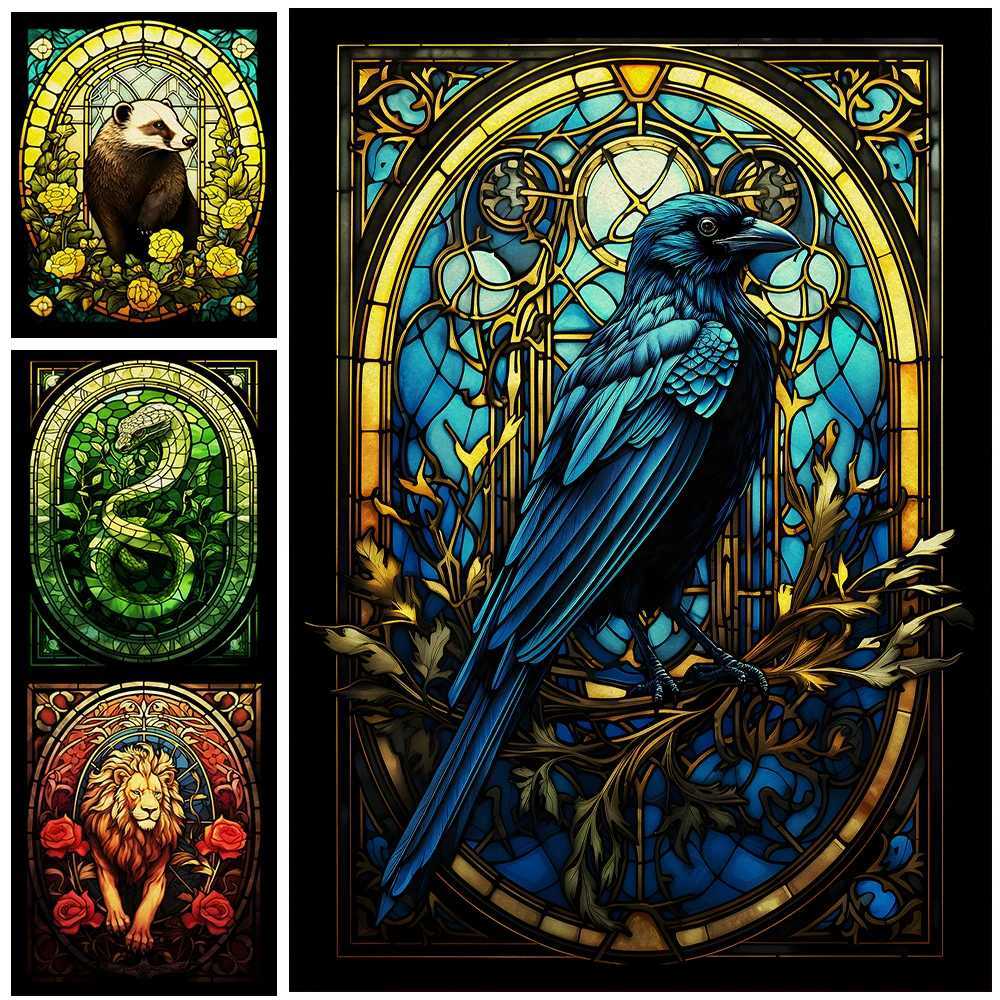 Magic School Four Colleges Abstract Wall Art Canvas Painting RavenclawHufflepuffSlytherin Wizard School Art Poster Print Decor Y250218