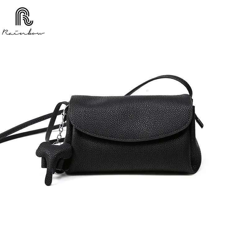 RAINBOW Women's Genuine Shoulder Bags Fashion Crossbody Soft Cowhide Leather Small Messenger Lady Handbag Elephant Deco