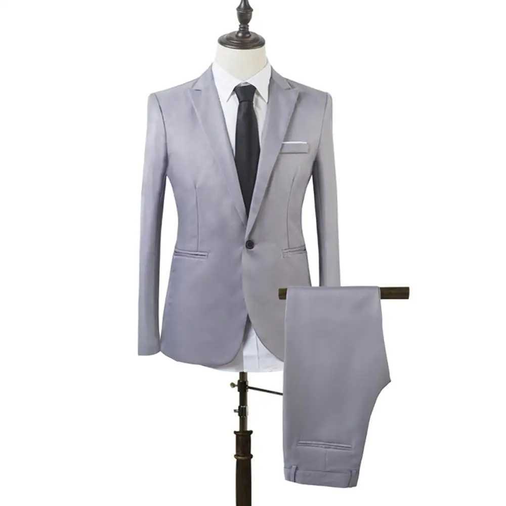 Mens Slim Fit Business Leisure One Button Formal Two-Piece Suit for Groom WeddingXJ250222