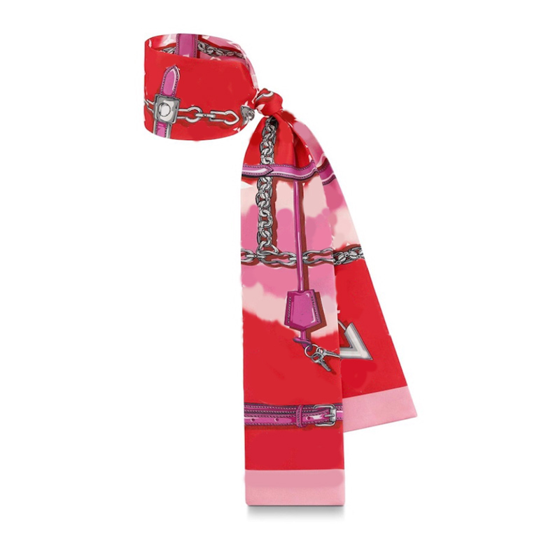 Luxury French Silk Scarf - Designer Multi-functional Scarf for Women, Elegant Ribbon Accessory for Bags, Hair & Neck (Premium Small Scarf)