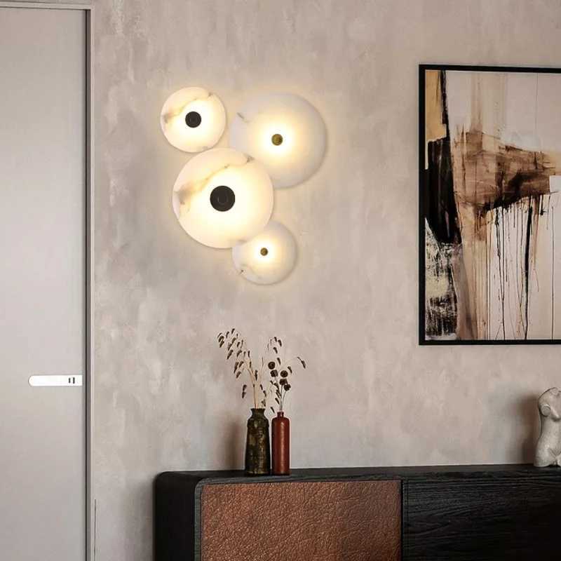 Modern Marble alabaster Led wall Lamp bedroom home decor Decoration Lampshade Lighting Fixture for Gold Lamps stair sconce stone Z250220