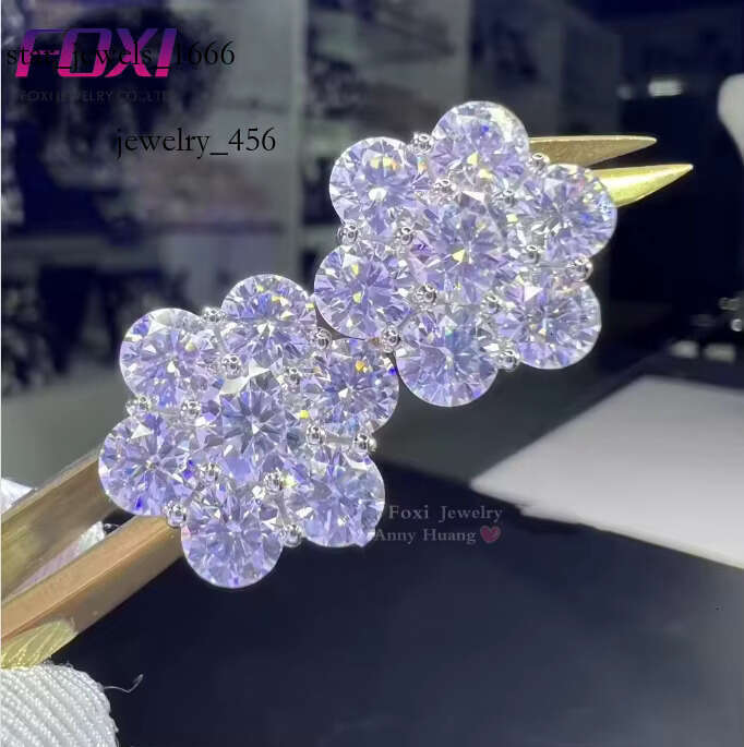 Gold Mossanite Studs Screw Back Solid Sier 15mm 5.8ctw VVS1 Round Cut Cluster wer Moissanite Dia Stud Earrings