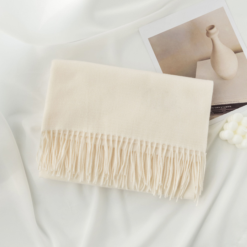 Y9868 wool cashmere scarf women autumn and winter high-grade versatile men's shawl solid color new thick imitation cashmere scarf