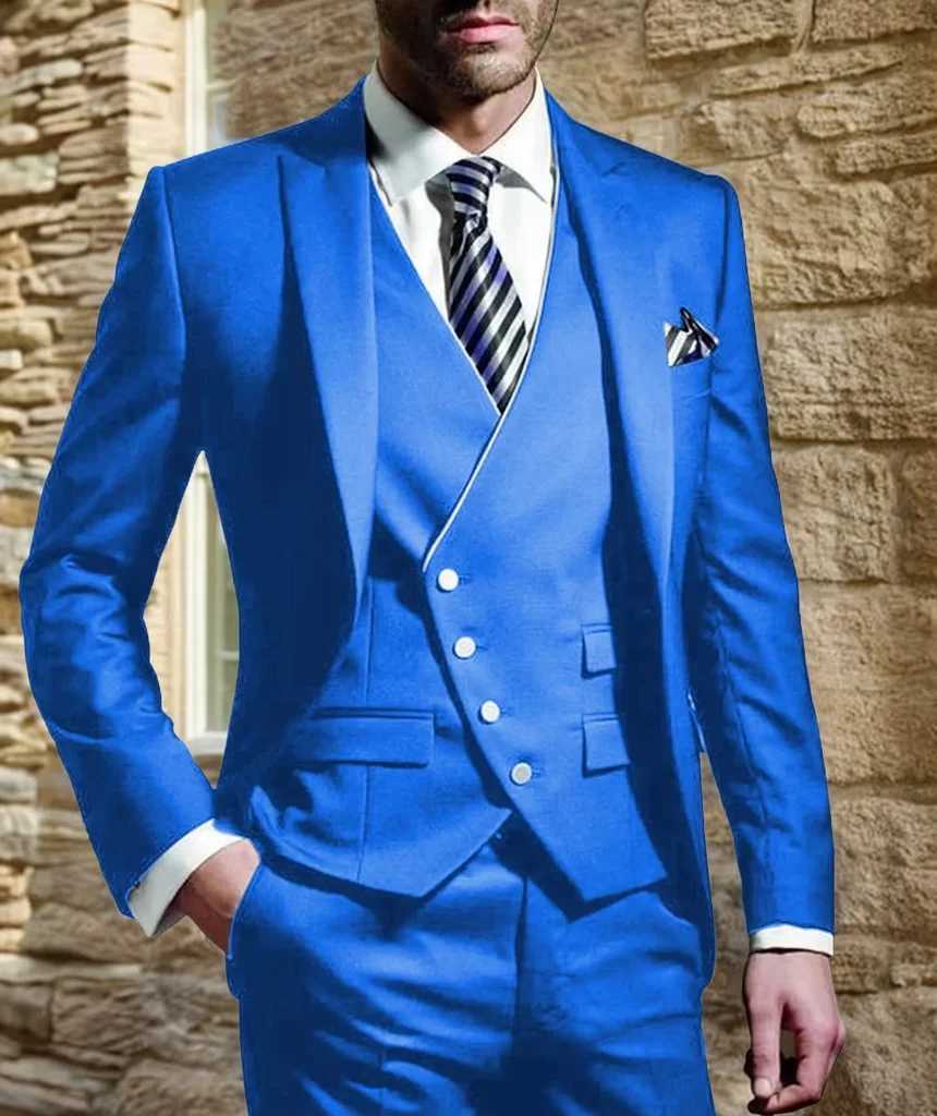 Men Suits for Wedding 3 Pieces Blazer Vest Pants Peak Lapel Slim Fit Suit Elegant Tuxedos for Wedding Business Evening PartyXJ250222
