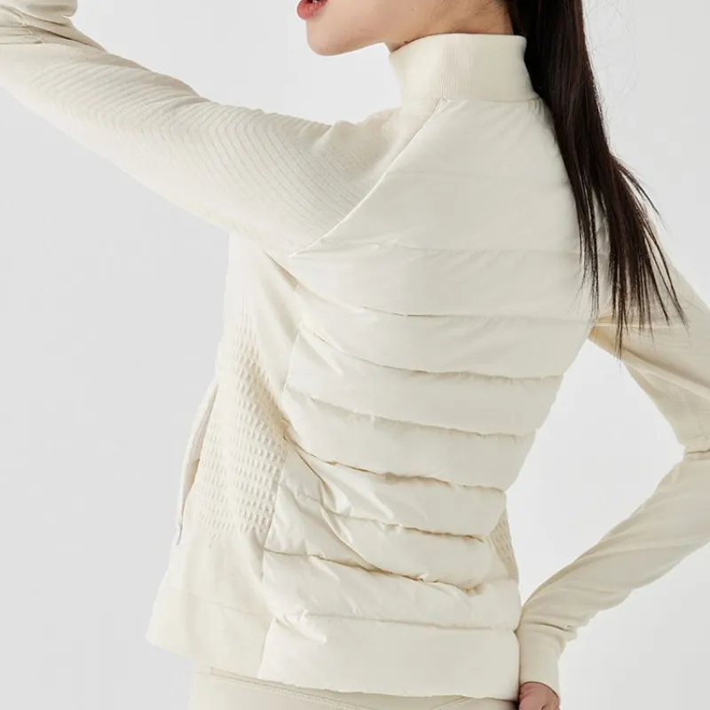 A New Yoga Jacket For It All Jackets High-End Women's White Goose Down Lightweight Jogger Sweatshirts Mock Neck Zipper Long-Sleeve Winter Running