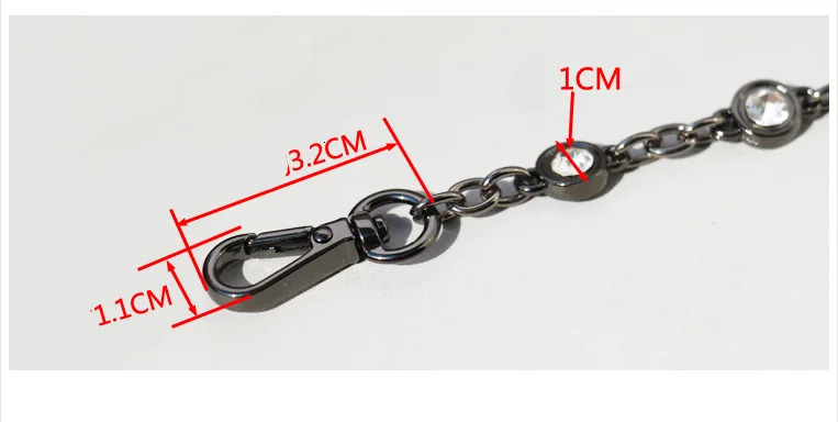 er chain strap Decoration blue stone black metal chain handbag bag purse replacement Accessories Hardware quality 250217