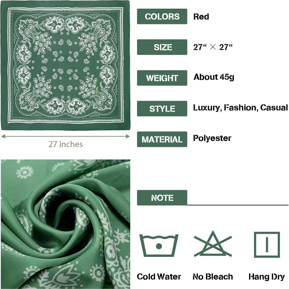 Syhood 70cm Square Satin Head Scarves Bandanas for Women Headband Silk Feeling Scarf Boho Headwear 250221
