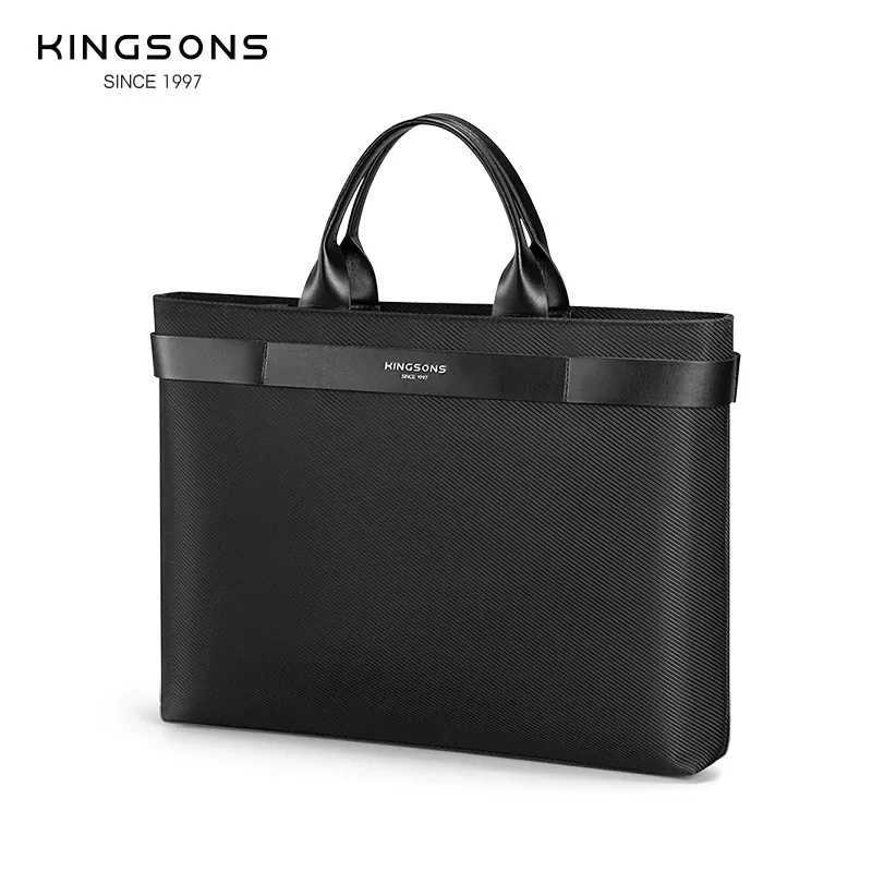 Kingsons 2024 Men Women Fashion Business Briefcase 15.6 inch Laptop Bag Waterproof Top-Handle Bag Classic Black Handbag Z250220