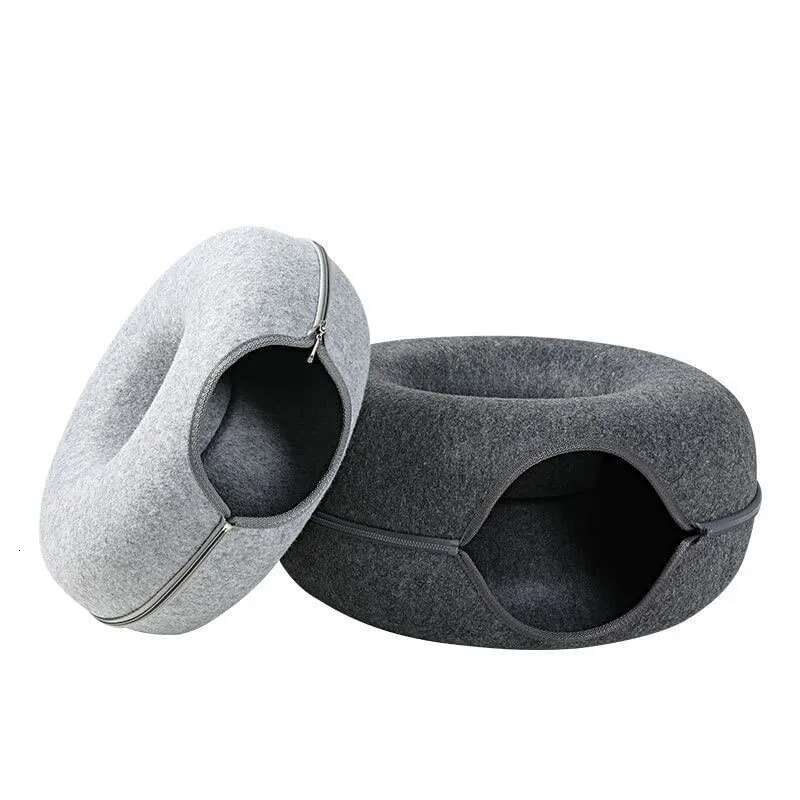 Donut Bed Interactive Tunnel Pet Felt Indoor Toys Cats House Kitten Training Toy Cat Kennel Pets Supplies