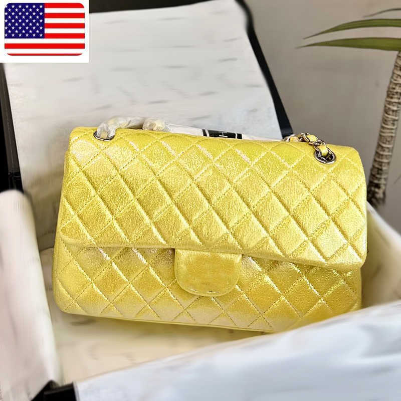 2025 Designer Bag Shoulder Bags Cf Glitz Designer Womens Shoulder Bag Leather Clamshell Diamond Luxury Handbag Matelasse Chain Crossbody Bag Makeup Bags Large Capa